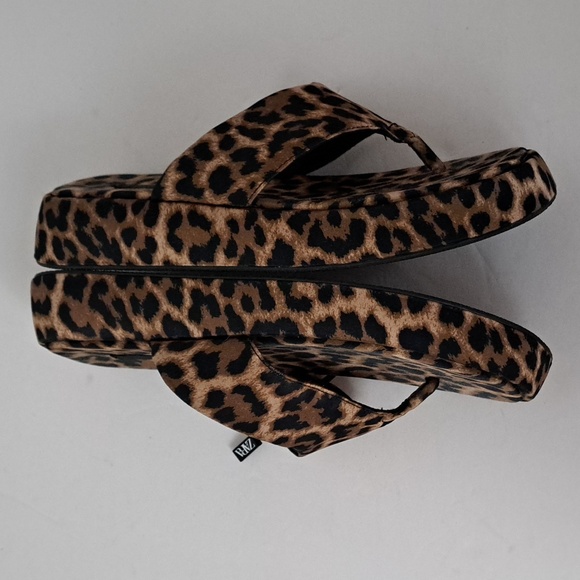 Zara Leopard Print Fabric Flatform Sandals EU37 sz6.5-7 - Picture 8 of 15